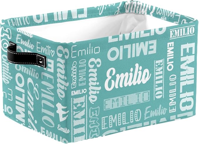 Personalized Toy Box Storage Bins for Boys Girls with Name, Kids Custom Storage Basket Cubes Organizer with Handles, Shelf Closet Storage Baskets Bin Customized Gift, 1 Pack