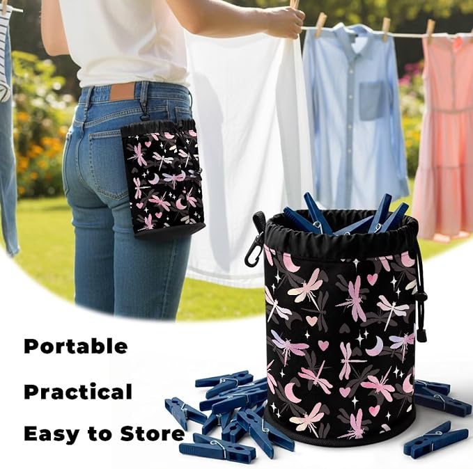 Zebra Print Clothespin Bag, Large Clothes Pin Hanging Bag, Pin Bag with Large Opening for Clothes Lines Outside Yard Home Decoration