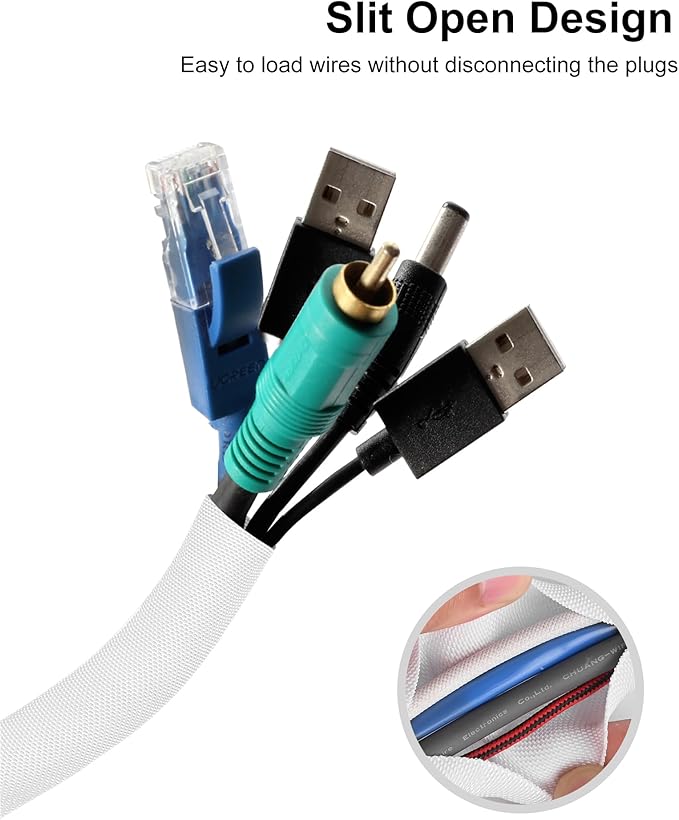 Secbolt Cord Protectors from Pets No Chew, 25FT - 1/2 Inch, White | Durable Cord Covers for Pets, Bite-Resistant Wire Protector for Cats, Dogs, Rabbits