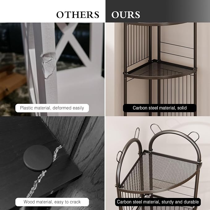 Corner Bathroom Shelf Metal Short Corner Stand Shelf Black Small Bathroom Storage Corner Shelf Unit for Toilet Shower Room 3 Tier