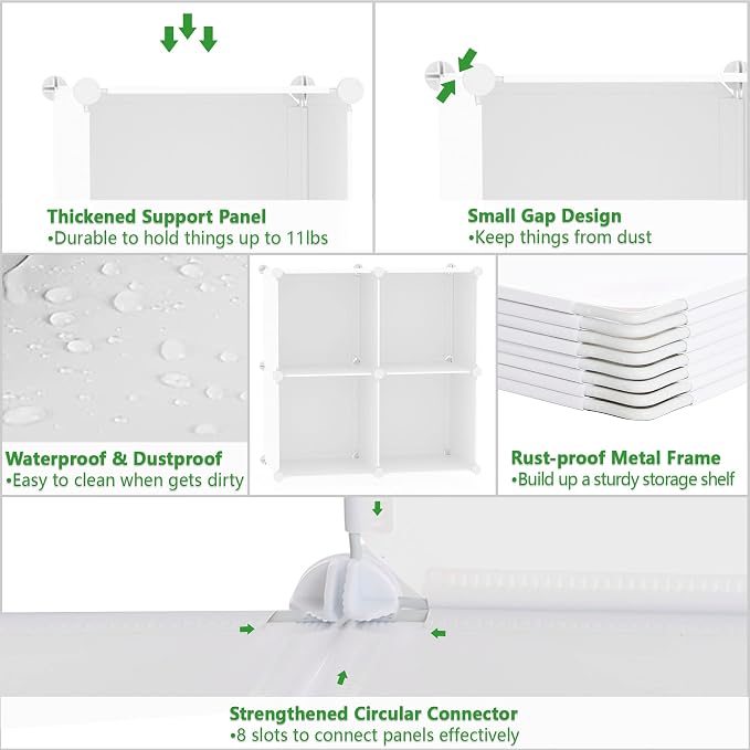 C&AHOME Plastic Cube Storage Organizer, 4-Cube Shelves Units, Milky | DIY Modular Bookshelf, Portable Closet Organizers and Storage Ideal for Bedroom, Office, 24.8" L x 12.4" W x 24.8" H