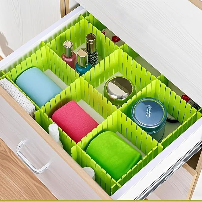 ZOENHOU 60 PCS Green Drawer Dividers, 12.6 x 2.8 Inch Adjustable Premium Plastic Drawer Divider Organizers for Makeup Drawers Desktop Kitchen drawer Organizers and Storage
