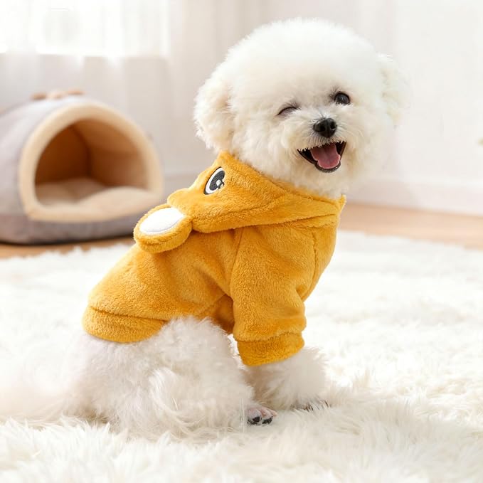 Dog Hoodie with Bear Ears Fleece Dog Sweater for Small Dogs French Bulldog Clothes Puppy Costume for Small Dogs XS Winter Clothes Cozy Pet Fleece for Cats