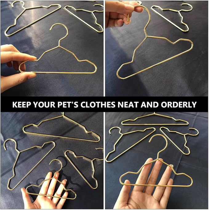 VICASKY 4pcs Iron Pet Clothes Hangers for Dog Clothing Lightweight and Sturdy Design, Includes Small and Medium Sizes for Organized Pet Clothes Storage and Easy Hanging Random Color