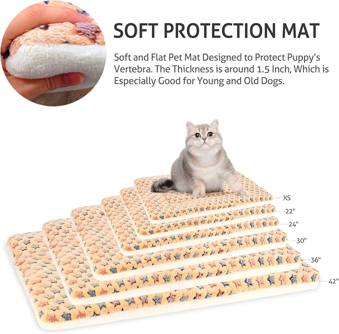 Mora Pets Dog Crate Pad Bed Ultra Soft Pet Mat Star Print Brown 41 x29 Inch | Washable Crate Mat for Small Medium Large Dogs, Reversible Fleece Dog Crate Kennel Mat Flat Cat Bed Liner