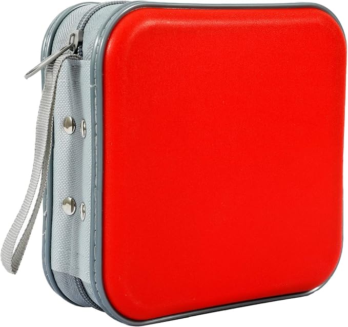 CD Case, 40 Capacity CD DVD Case Wallet Holder Portable Disc VCD Heavy Duty Binder Storage Organizer (Red)