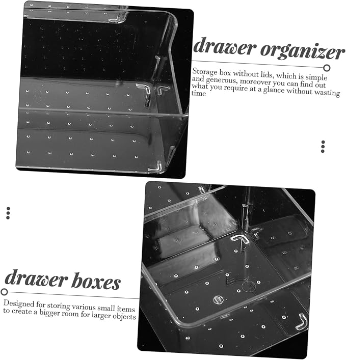 3pcs Pet Plastic Drawer Dividers Bathroom Drawer Organizers for Cosmetics Stackable Storage Bins