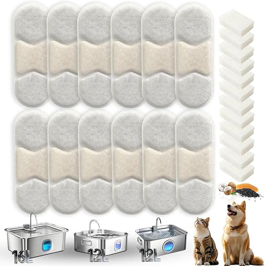 12-Pack Dog Water Fountain Filters Compatible with Zuqqony DYSJ01 12L Water Fountain,Pet Water Replacement Filters fit for MAILOFY WF160 16L & WF120 12L FIYOVA Pet Water Dispenser with Visible Window