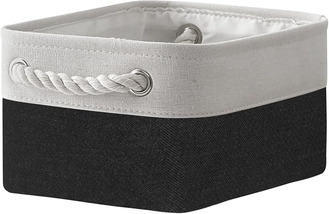 Storage Bins for Shelves - 12x8x5.2 inch 1 Pack Storage Baskets for Gifts Empty for Closet Organizing Dog Gift Cloth Toy Cubes Box (White & Black)