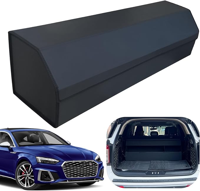 Car Trunk Organizer for For Audi S5 - Custom Fit,Easy Installation，Large Space Outdoor Trunk Organizer with Leather,Hook and Loop Fastener,4-Layer Cover,For Audi S5 2018-2025