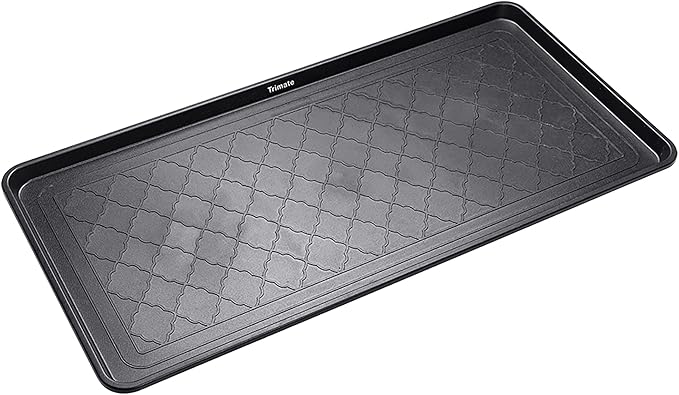 Boot Tray Black, 40x20 in - Waterproof Shoe Mat, Recycled Material | 1.25 in raised edge traps mud, water & snow - ideal for entryway, mudroom, garage, porch or car trunk
