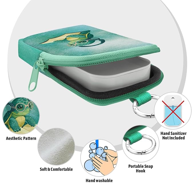 Hand Sanitizer Holder, Sea Turtle Book Spray Case Zippered Pouch | Keychain, Travel Size, Cute Fashion Accessory with Snap Hook, for Glow Mist and Power Mist 1FL OZ, Mini Small Pocket Clip on