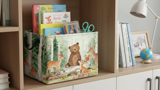 CLOCOR Rectangular Storage Bin,Waterproof Storage Bin,Gift Basket(Forest Animals)
