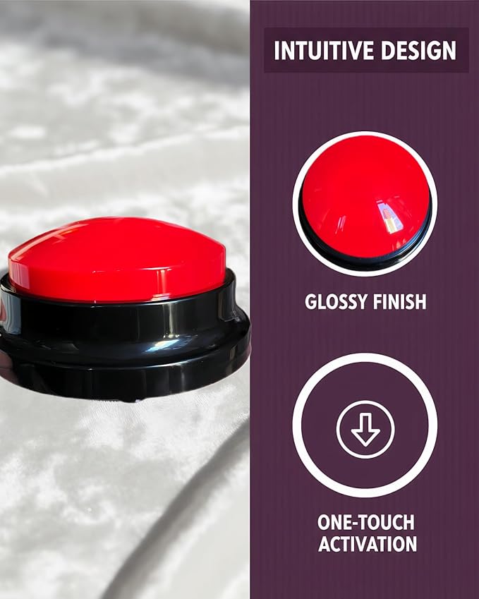 Dog Talk Buttons Voice Recording Button for Communication and Pet Training 30-Second Record & Playback Talking Button for Study, Office, Family, and Kids (red, one)