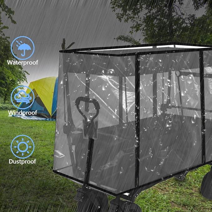 Qivine Waterproof PVC Wagon Cover, Clear, Universal Fit, 43 * 20 * 29 Inch, Garden Carts Cover