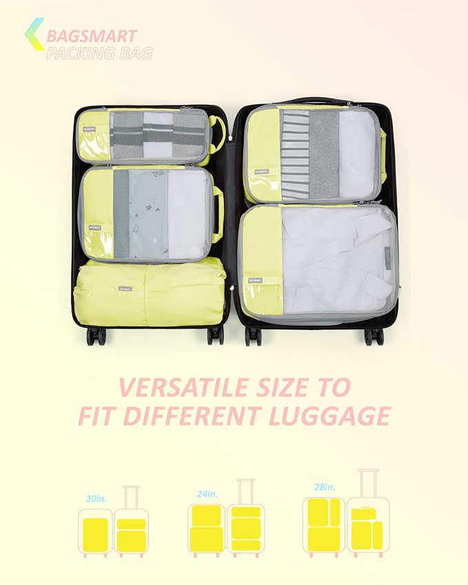 BAGSMART Compression Packing Cubes for Travel Essentials | 14 Set /6 Set /4 Set/2 Set, Lightweight, Durable