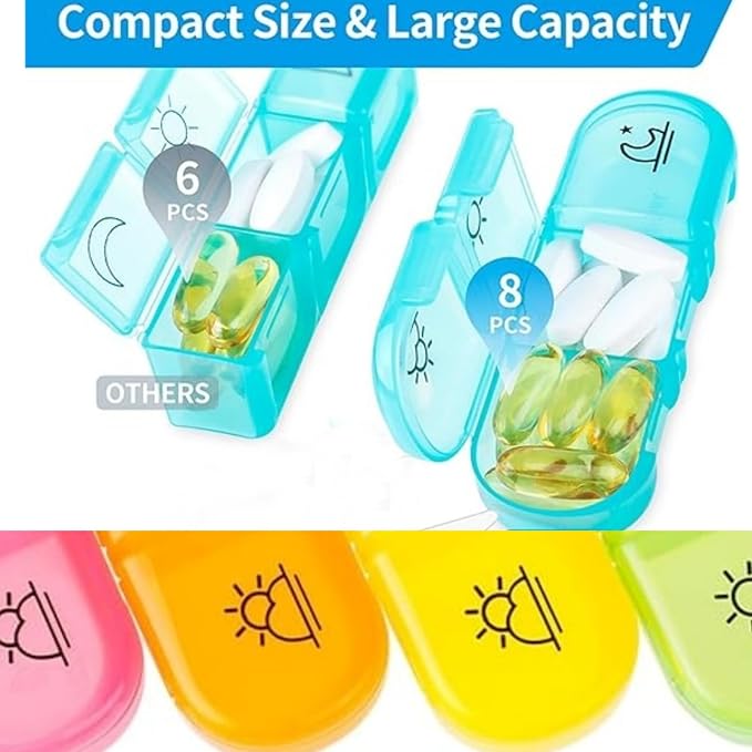 Weekly Pill Organizer 7 Day 3 Times, Portable Pill Organizer | BPA Free Pill Case, Travel Daily Pill Box Reminder, Medication Organizer for Vitamins, Supplements