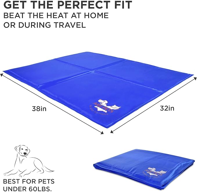 Arf Pets Dog Cooling Mat - Solid Gel Self-Cool Pad | Durable & Non-Toxic | No Water, Electricity, Batteries or Refrigeration Needed | For Beds, Kennels & Crates| 31" x 37"
