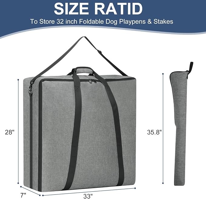 32" Dog Fence Storage Bag for Camping & RV Trips Comfortable Carry | Suitable for Foldable Exercise pens, Dog Fence Travel Bag With Handles, 600D Oxford Fabric,Neat Storage, Wear-Resistant