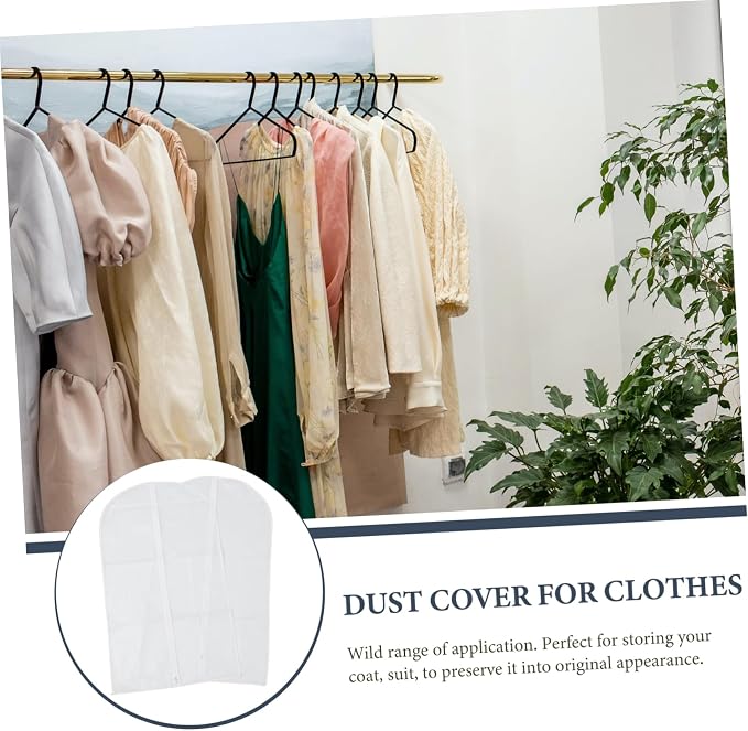 2 Pack EVA Garment Covers for Suit and Coat Storage 60x80cm | Breathable White Dustproof Hanging Design, Prevents Yellowing and PET Hair, Closet Organization