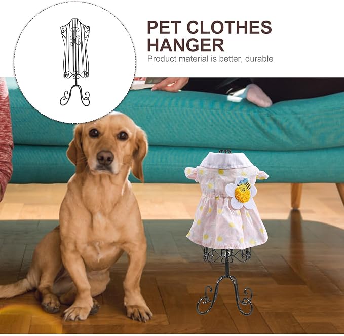 Pet Shop Clothing Holder Iron Dog Clothes Display Rack Lightweight and Easy to Carry Black Puppy Coat Hanger for Home Adornment and Pet Clothing Display