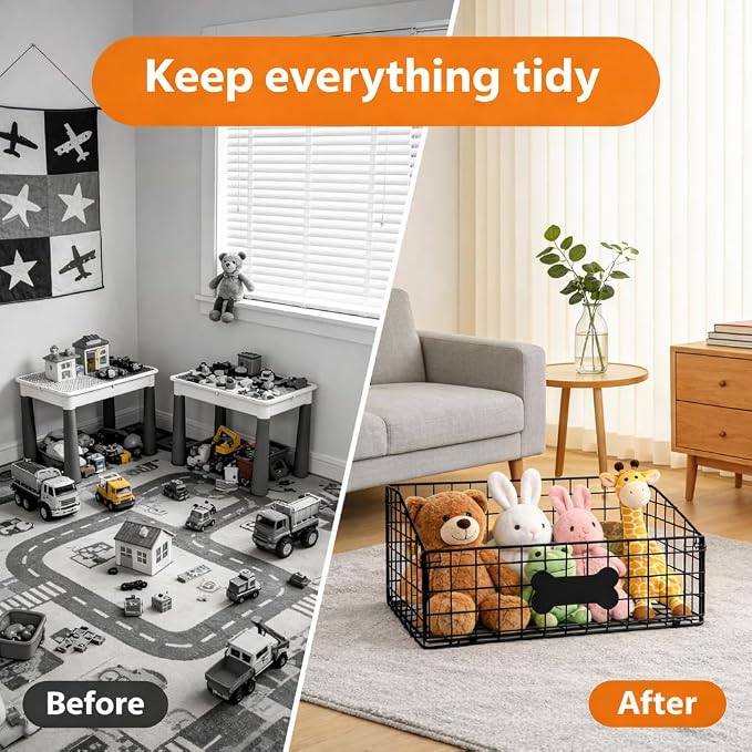 Dog Toy Bin-Dog Toy Basket-Metal Storage Box-Chew-Proof Dog Food Toy Storage Container-Toy Box For Living Room Area-Dog Storage Organizer-For Puppy Leash,Accessories, Blanket Food Storage Container.