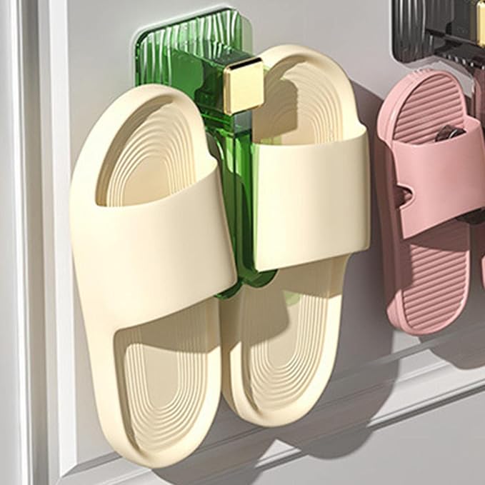 Pet Towel Slipper Hanging Rack Self Clean and Tidy Drain Use Functional Saving Slipper Rack, Green