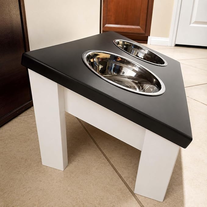 Tilted Dog Bowl - Personalized Custom Elevated Feeder for Short-Nose Dogs | Farmhouse Style, Stainless Steel Dishwasher Safe Bowls, Anti-Slip, Raised Angled, Flat-Face Dogs, Made in USA
