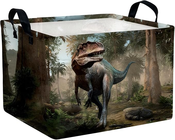 Cute 3D Dinosaur Kid Storage Basket Trendy Toy Box, Baby Laundry Hamper, & Clothes Organizer Fantastic Boy Gift & Nursery Bin for Modern Bedrooms (Tyrannosaurus Rex)