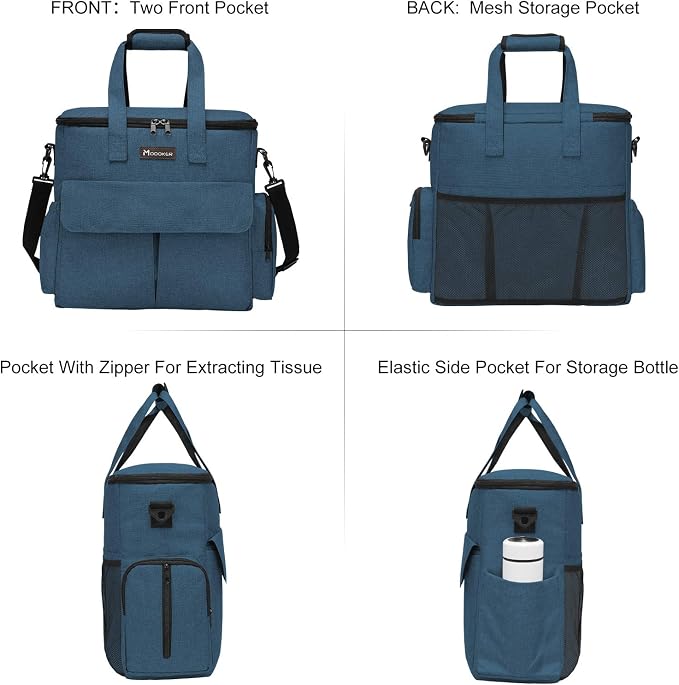 Modoker Weekend Dog Travel Bag Set with 2 Food Bags, 2 Bowls and Mat,Blue | Dog Travel Accessories Organizer for Camping and Road Trips with Roomy Storage, Multiple Pockets and Water-Resistant Oxford