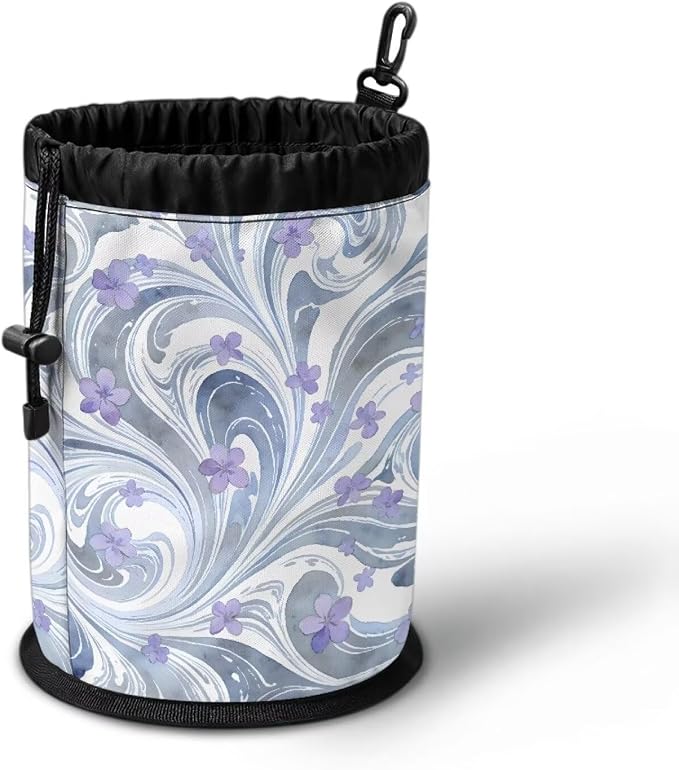Portable Drawstring Clothespin Bag, Fluid Art Floral Laundry Peg Organizer Pouch with Hanging Loop, Compact Storage for Clips, Ideal for Drying Rack, Camping, Travel