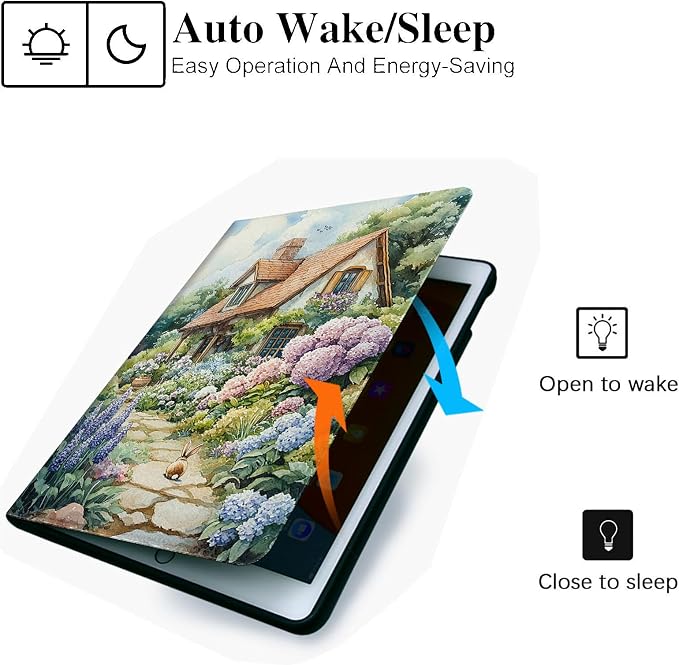 for Microsoft Surface Pro X/Pro X Plus-13 2019/2020/2021/2024 Tablet Case,Auto Wake/Sleep,Adjustable Stand Protective Cover - Pastoral Hand-Painted Flower