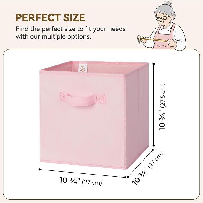 GRANNY SAYS 11 Inch Fabric Cube Storage Bins, Pink Gradient, 8-Pack | Collapsible Storage Cubes with Thickened Base Plate, Sturdy Handles, Decorative Baskets for Shelves, Closet