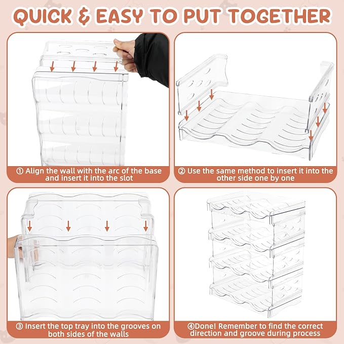 FHTONGE 4-Tier Heavy-Duty Transparent Cat Can Organizer for Multiple Sizes | Wet Cat Food Storage Rack for Pantry Kitchen Cabinet Rridge, Pet Canned Goods Dispenser Shelf Dog Tins Holder Container