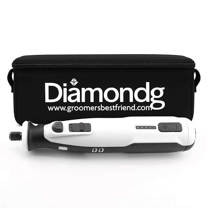 Diamondg Cordless Dog Nail Grinder with Quiet Sound & LED Tip for Large & Small Dogs, 4hrs. Runtime - Electric Dog Nail Trimmer, Heavy Duty Rotary Tool Alternative to Toenail Clippers & Filers