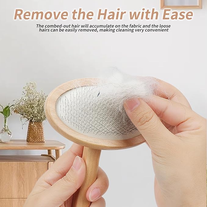 3 Pcs Slicker Brush for Doodle Dogs - Wooden Handle Grooming Comb Set for Goldendoodle, Labradoodle, Poodle - Detangling Tool for Wavy & Curly Hair, Mats & Tangles Removal (Small/Big Dogs & Cats)
