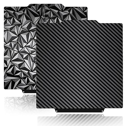 PEO PET Double-Sided Build Plate for Flashforge Creator 5/5 Pro – Dual-Texture Spring Steel Sheet with Big Diamond PEO & Carbon Fiber PET Finishes – Smooth First Layer 3D Printer Heated Bed Accessory