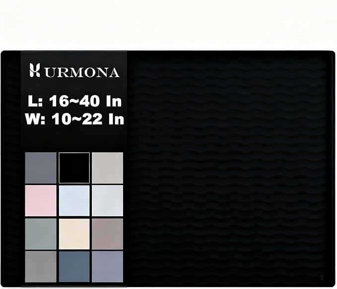 URMONA 34'' x 22'' Waterproof Silicone Under Sink Mat Cabinet and Counter Protector, Shelf Liner for Kitchen and Bathroom, Storage and Organizers, Litter Mat, Pet Cat Puppy Essentials(Onyx)