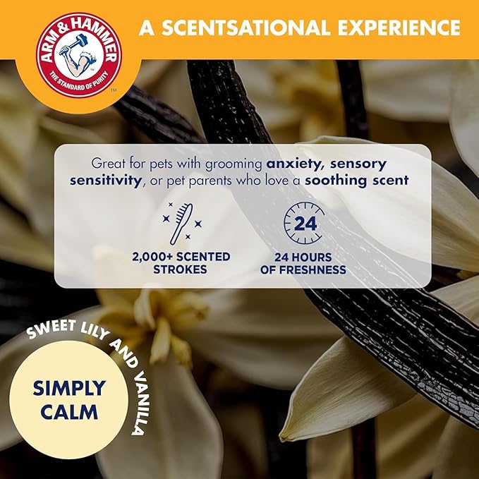 Arm & Hammer Deodorizing Slicker Brush for Dogs, Fragrance Transfer Technology with Baking Soda, Self-Cleaning Button, Removes Loose Fur & Tangles, Dog Grooming Brush, Sweet Lily & Vanilla - 2 Pack