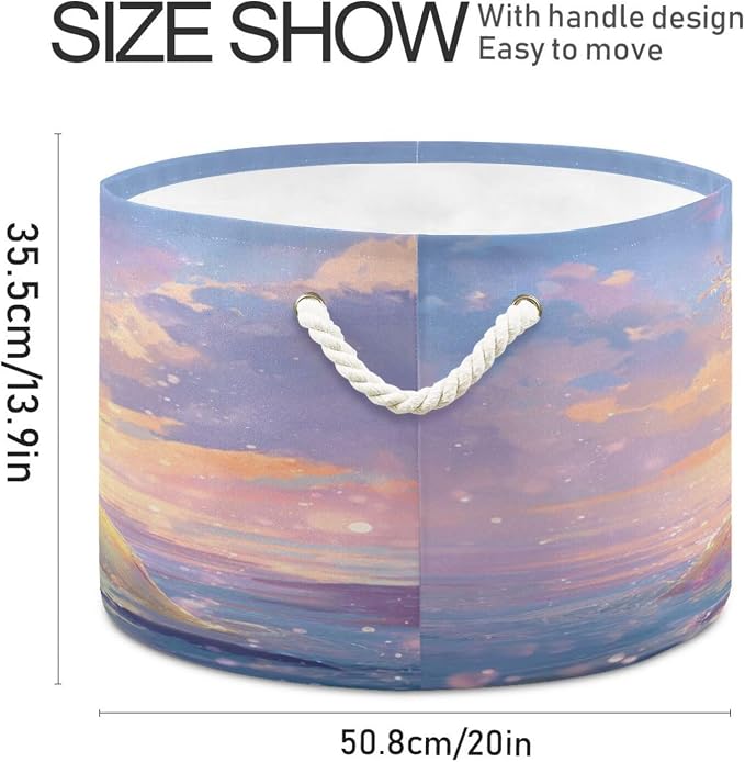 DOMIKING Large Storage Basket for Toys Ocean Mermaid Pink Storage Bin Box Organizer Basket for Home Decor Pet Toy Blankets Nursery