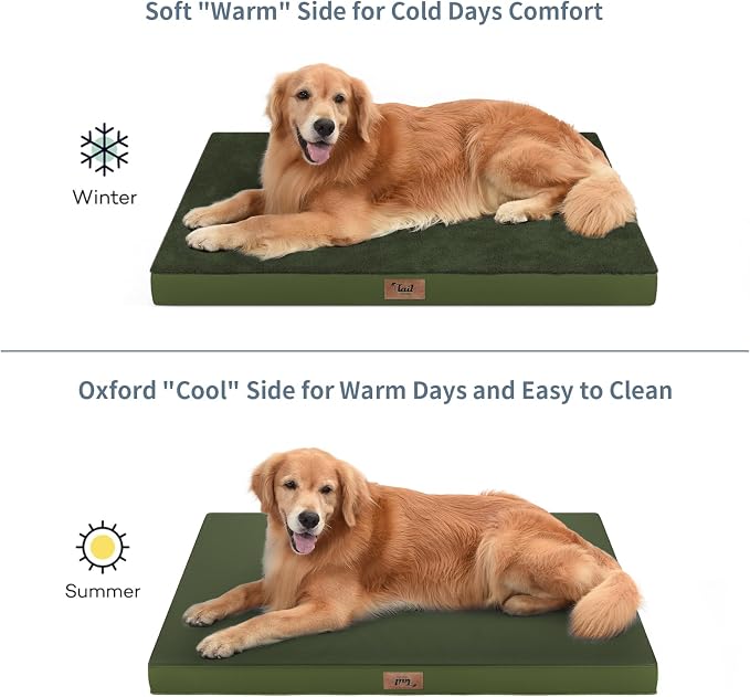 Outdoor Waterproof Orthopedic Dog Bed for Large Dogs | Egg Crate Foam for Joint Support, TPU Waterproof Layer, Machine Washable 1680D Oxford Cover, 36 x 27 Inch, Up to 65 lbs