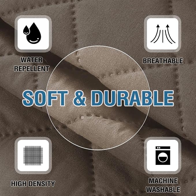 2 Pack Water Resistant Armrest Covers for Chairs and Sofas Couch Arm Covers for Sofa with 3 Pockets for Phone Sofa Arm Protector Washable for Pets, Cats (Taupe)