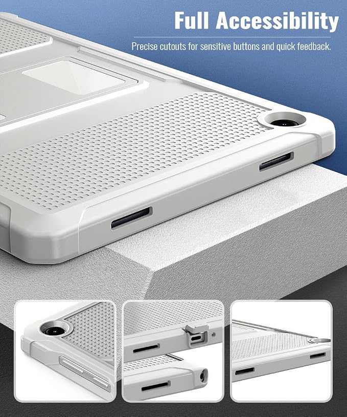 MoKo Shockproof Case Fit Samsung Galaxy Tab A11+ Plus/ A9+ 11 Inch | Full Body Rugged Stand Back Cover with Built-in Screen Protector for Galaxy Tab A11+/ A9+ Tablet, Light Gray