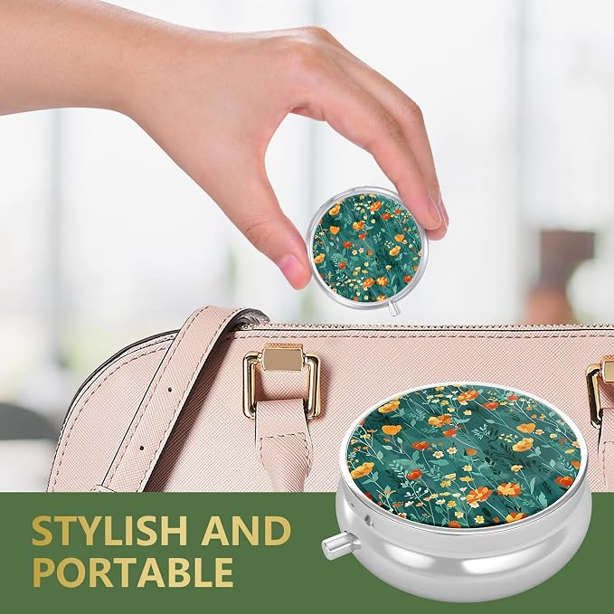 Pill Box, Small Pill Case for Purse & Pocket, Travel Medicine Organizer | Cute Travel Medicine Organizer, Portable Medicine Container Holder to Hold Vitamins, Medication, Fish Oil & Supplement