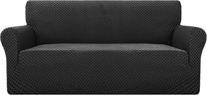 YEMYHOM Couch Cover Latest Jacquard Design High Stretch Extra Large Sofa Covers Pet Dog Cat Proof Oversized Slipcover Non Slip Magic Elastic Furniture Protector (X Large, Black Checkered)