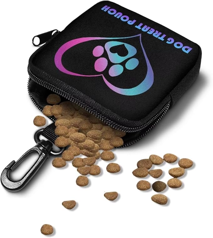 Dog Treat Pouch Dog Training Reward Pouch with Carabiner Waterproof Small Dogs Treat Bag for Leash,Reusable Dogs Food Bags Zipper Closure to Avoid Spilling