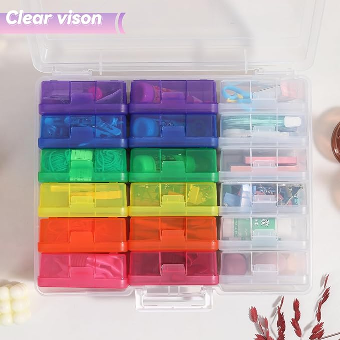 Plastic Storage Box Arts Storage Boxes(12 Color+6 Clear-Small) | Multifunctional Design,Stackable,Clear,Versatile Organization,Space-Saving,Durable,Dust Protection