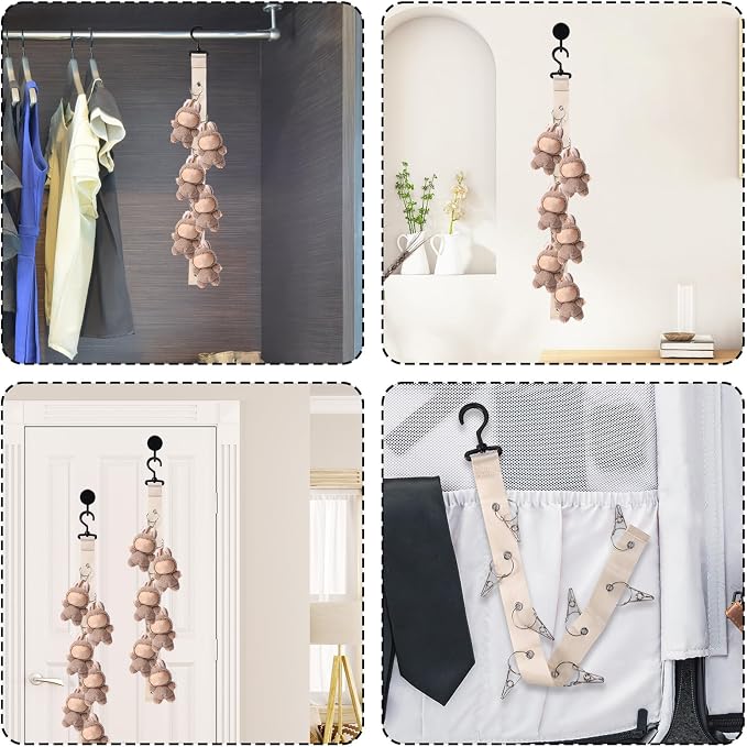 Doll Hanging Organizer, Plush Display Strap Holder Chain with 8 Metal Clips