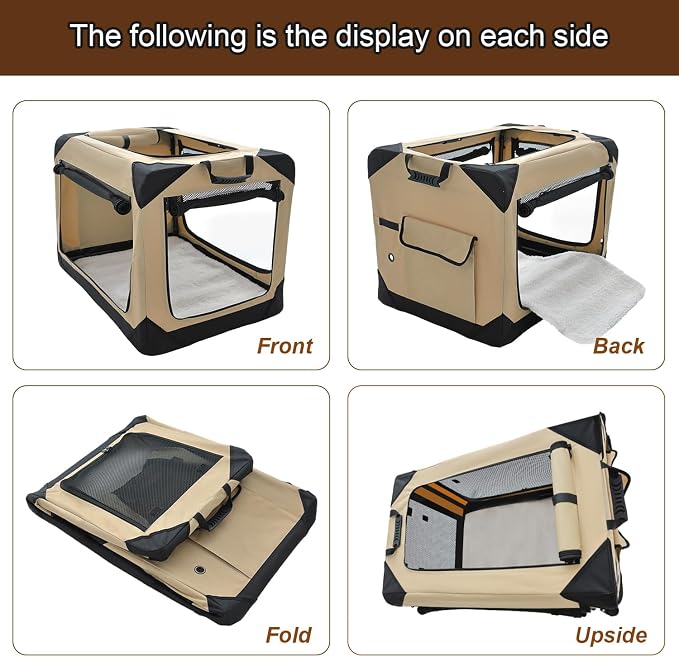 Garnpet Soft Dog Crate for Small Dogs, 4-Door Foldable Collapsible Dog Crate with Soft Sides, Indoor & Outdoor Travel Dog Kennel