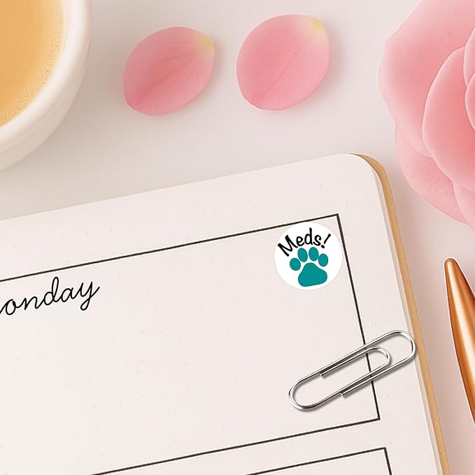 Pet Meds Planner Stickers - Medication Day Dog Cat, Productivity Stickers | Task Reminders, Housework Organization Calendar Chore Reminder Bullet Journaling, Routine Management 1/2" Functional Icon
